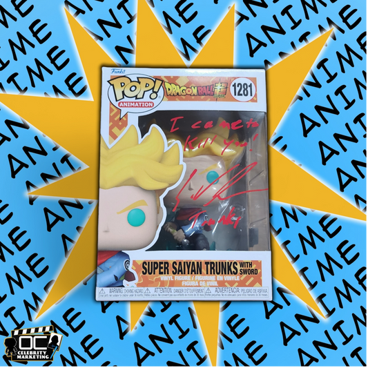 Eric Vale signed Dragon Ball Super Saiyan Trunks w/ sword Funko #1281 OCCM QR-QR