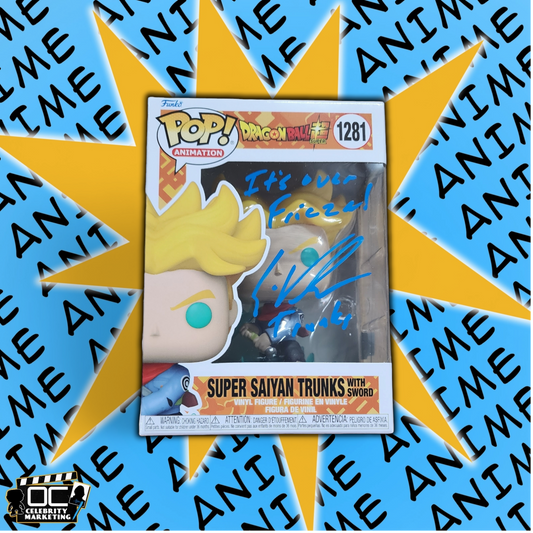 Eric Vale signed Dragon Ball Super Saiyan Trunks w/ sword Funko #1281 OCCM QR-QB