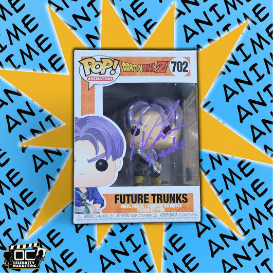 Eric Vale signed Dragon Ball Z Future Trunks Funko #702 auto QR code OCCM -P