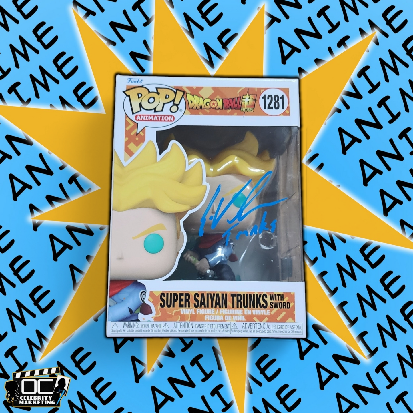 Eric Vale signed Dragon Ball Super Saiyan Trunks w/ sword Funko #1281 OCCM QR-B