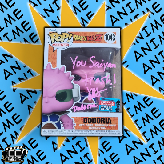 John Swasey signed 2021 Convention LE Dragon Ball Z  Dodoria Funko #1043 QR code OCCM