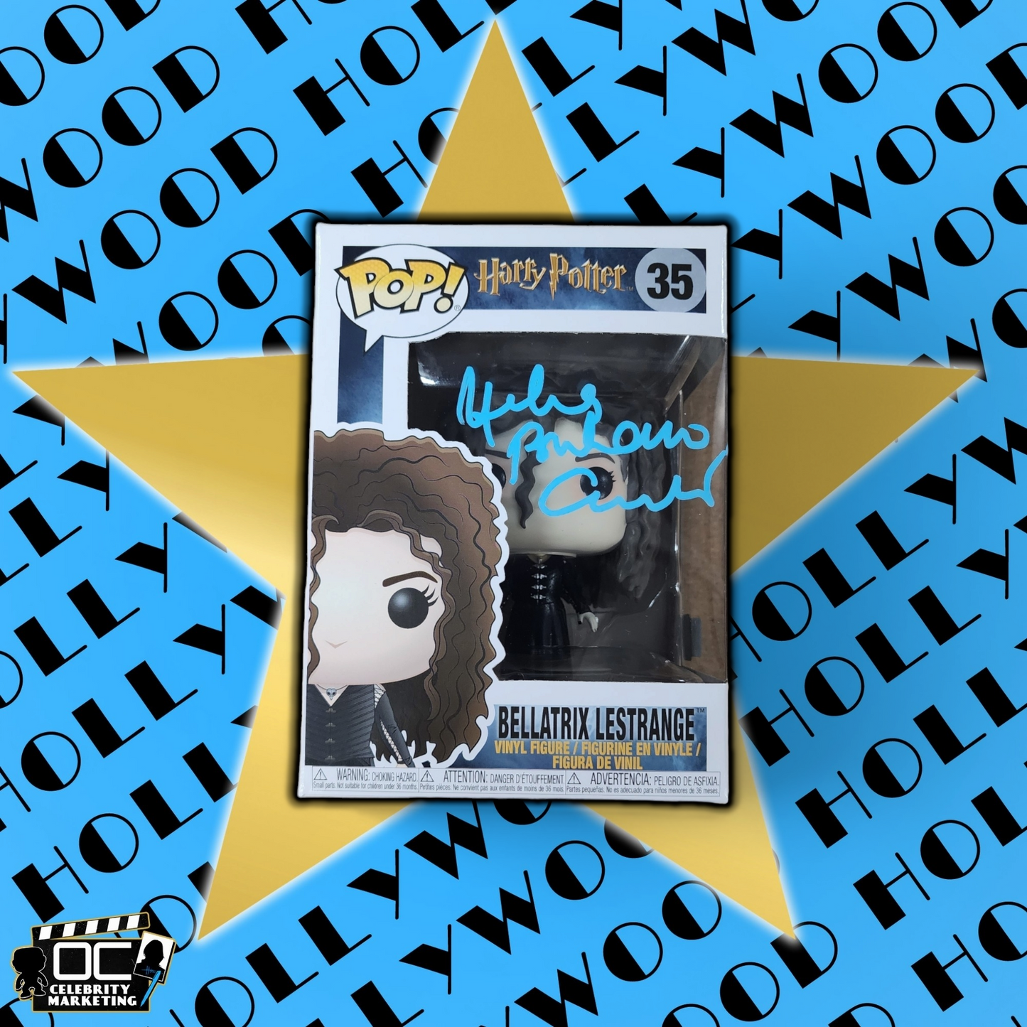 Helena Bonham Carter signed Harry Potter Bellatrix Lestrange Funko #35 QR OCCM-B