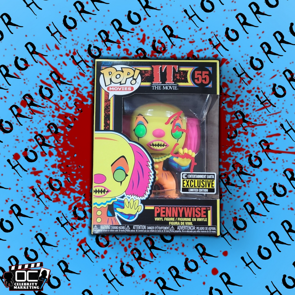 Tim Curry signed E.E. Blacklight LE IT The Movie Pennywise Funko 55 QR OCCM(Red)