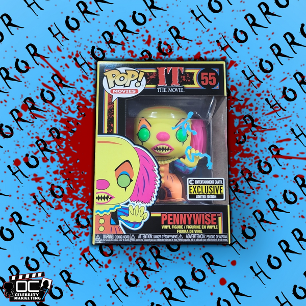 Tim Curry signed E.E. Blacklight LE IT The Movie Pennywise Funko 55 QR OCCM-Aqua