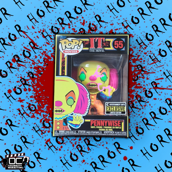 Tim Curry signed E.E. Blacklight LE IT The Movie Pennywise Funko QR BAS (Pink)