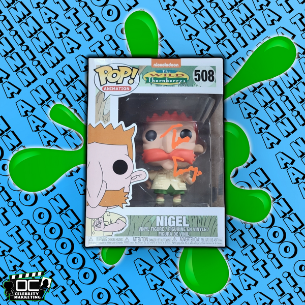 Tim Curry signed Nickelodeon The Wild Thornberry's Nigel Funko #508 QR code OCCM