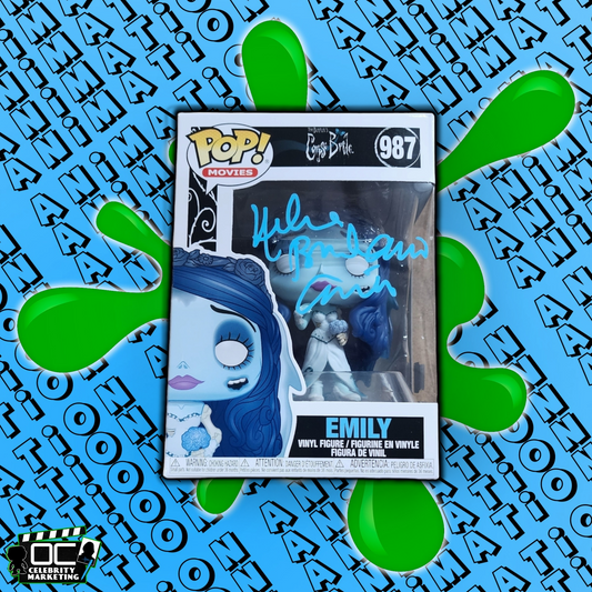 Helena Bonham Carter signed Tim Burton The Corpse Bride Emily Funko #987 QR OCCM