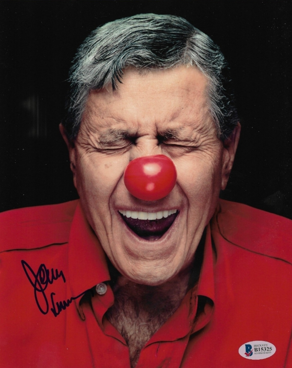 Jerry Lewis signed 8x10 Red Nose Photo Beckett COA