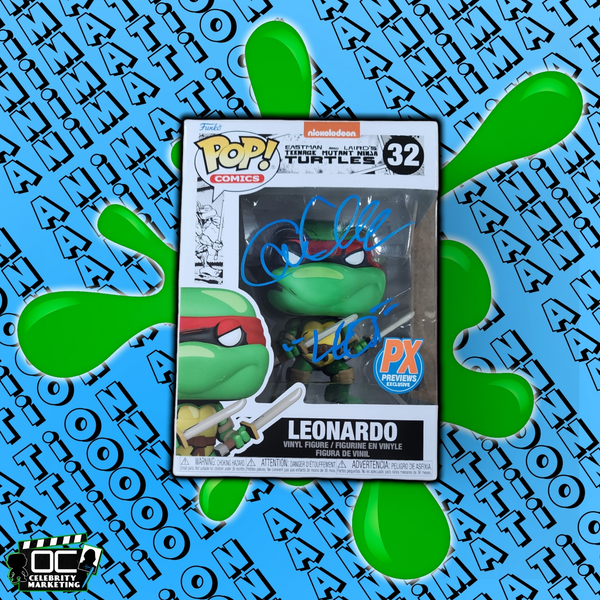Cam Clark signed Nickelodeon TMNT P.E. Leonardo Funko #32 autograph QR code OCCM