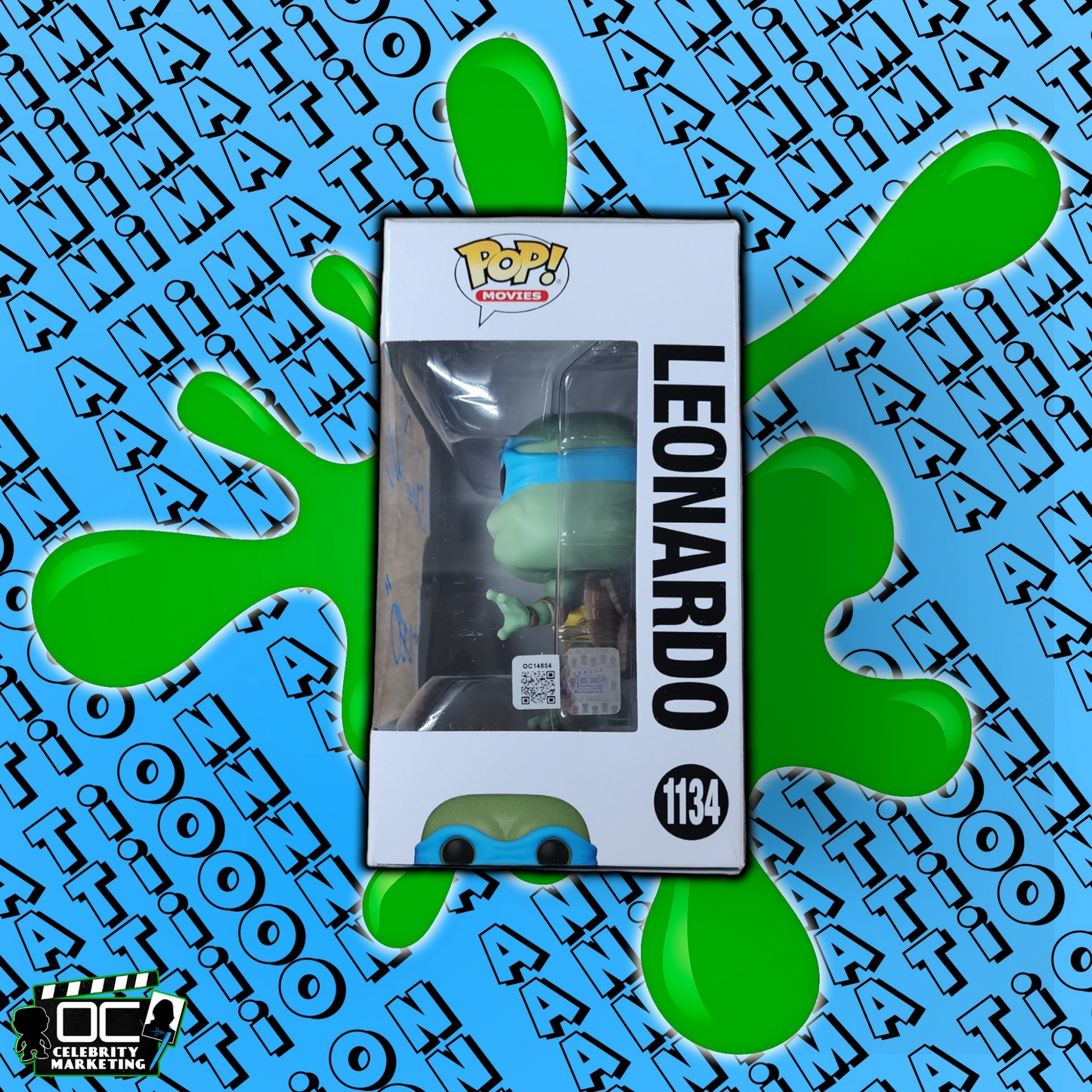 Cam Clark signed Nickelodeon (TMNT) Leonardo Funko #1134 autograph QR code OCCM