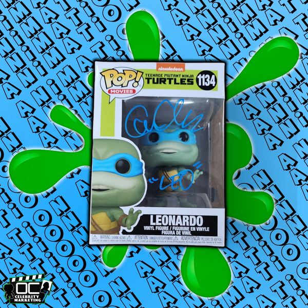 Cam Clark signed Nickelodeon (TMNT) Leonardo Funko #1134 autograph QR code OCCM