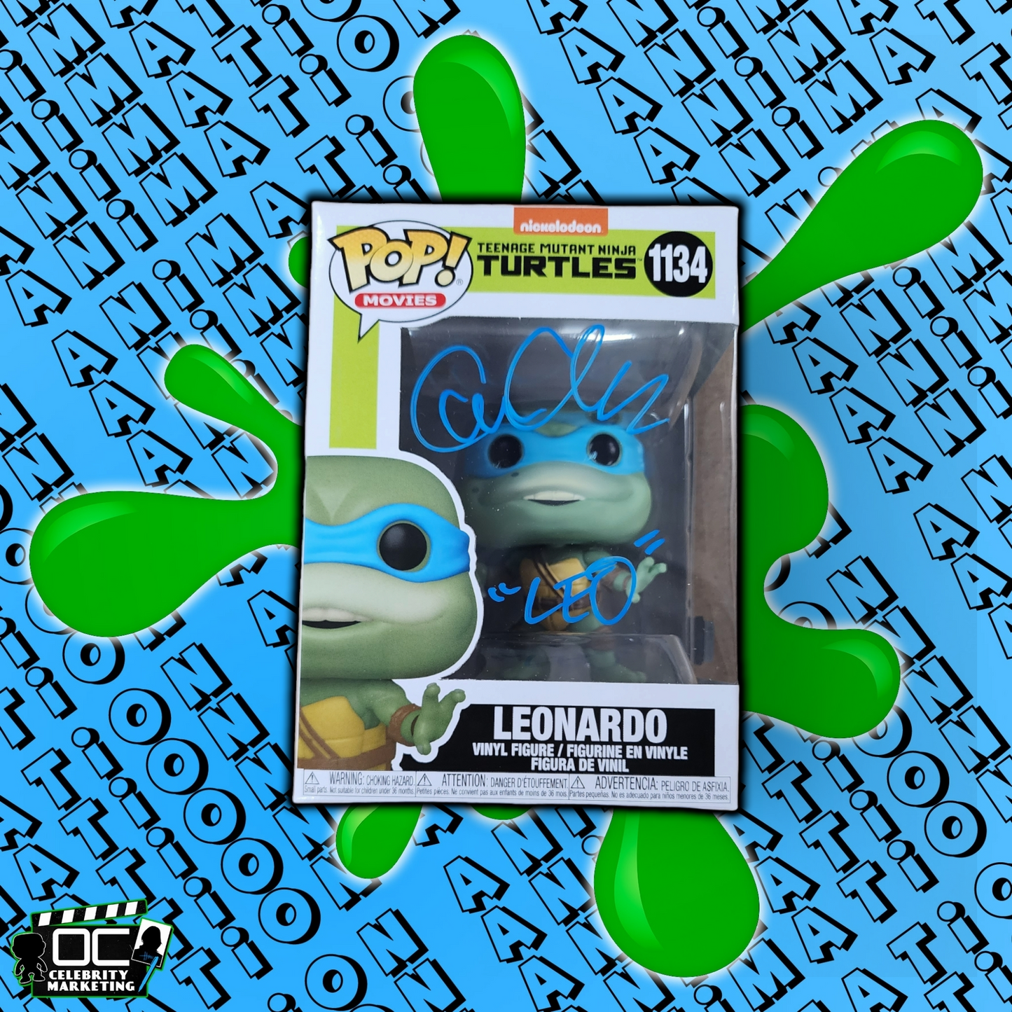 Cam Clark signed Nickelodeon (TMNT) Leonardo Funko #1134 autograph QR code OCCM