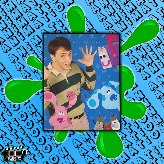 Steve Burns signed 11x14 Blue's Clues Magenta, Blue & Steve photo OCCM QR code