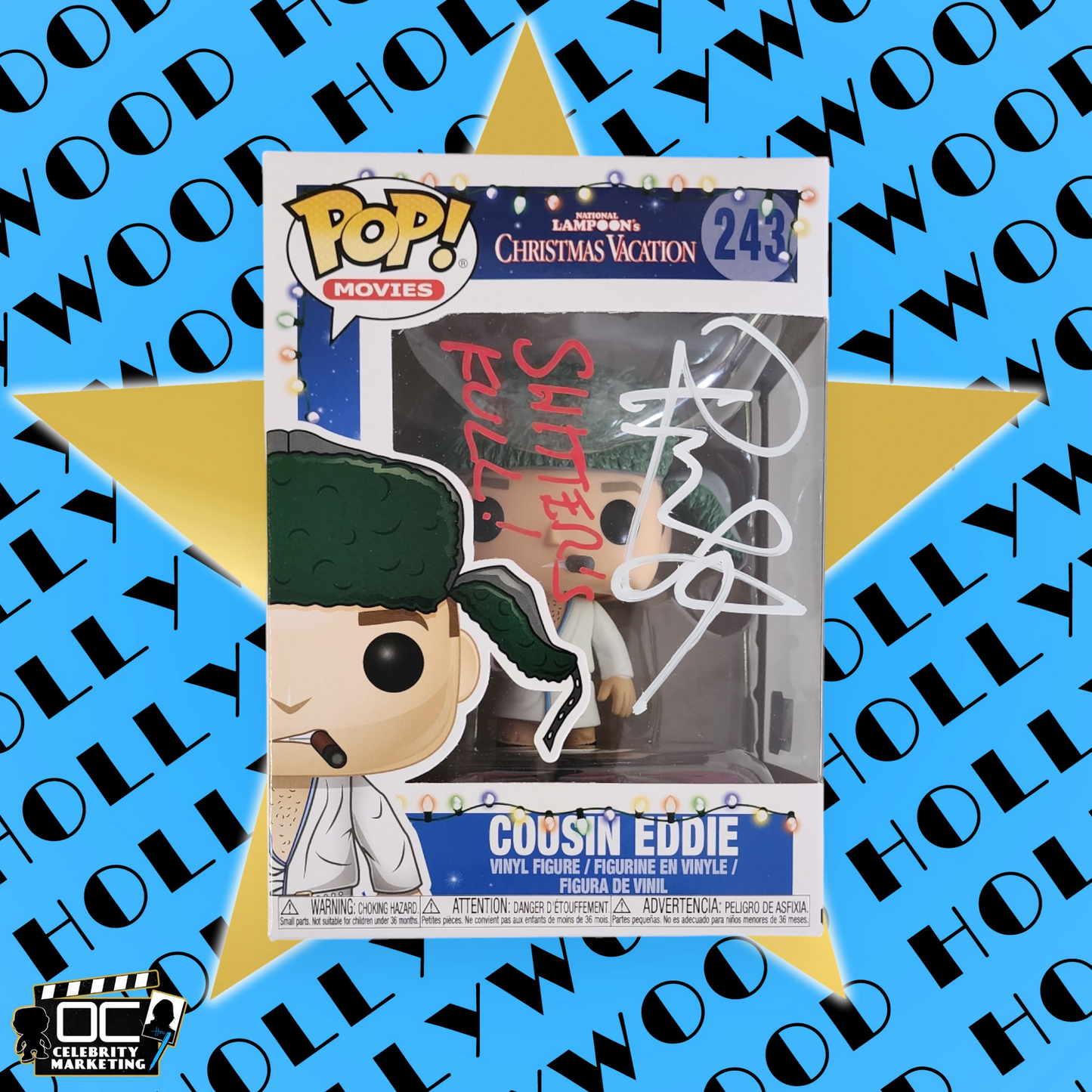 Randy Quaid signed Christmas Vacation Cousin Eddie Funko #243 OCCM QR Auto-w/"SF"