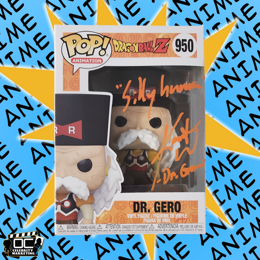 Kent Williams signed Dragon Ball Z Dr. Gero Funko 950 autograph QR code OCCM-SH