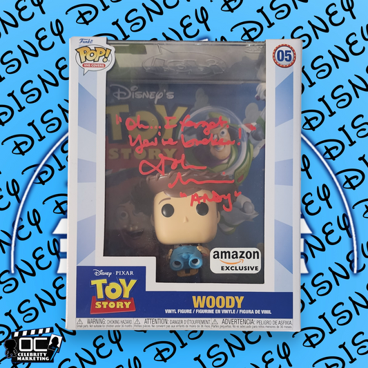 John Morris signed Amz Excl. Disney VHS Cover Toy Story Woody Funko OCCM QR-OIFYB