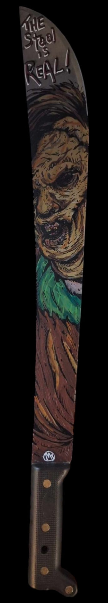 Brett Wagner signed Exclusive hand painted Leatherface Machete by Celebrity artist Michael Toth - Saw 4 (Pre-Order) (Copy)