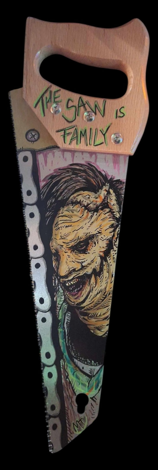 Brett Wagner signed Exclusive hand painted Leatherface Saw by Celebrity artist Michael Toth - Saw 1 (Pre-Order)