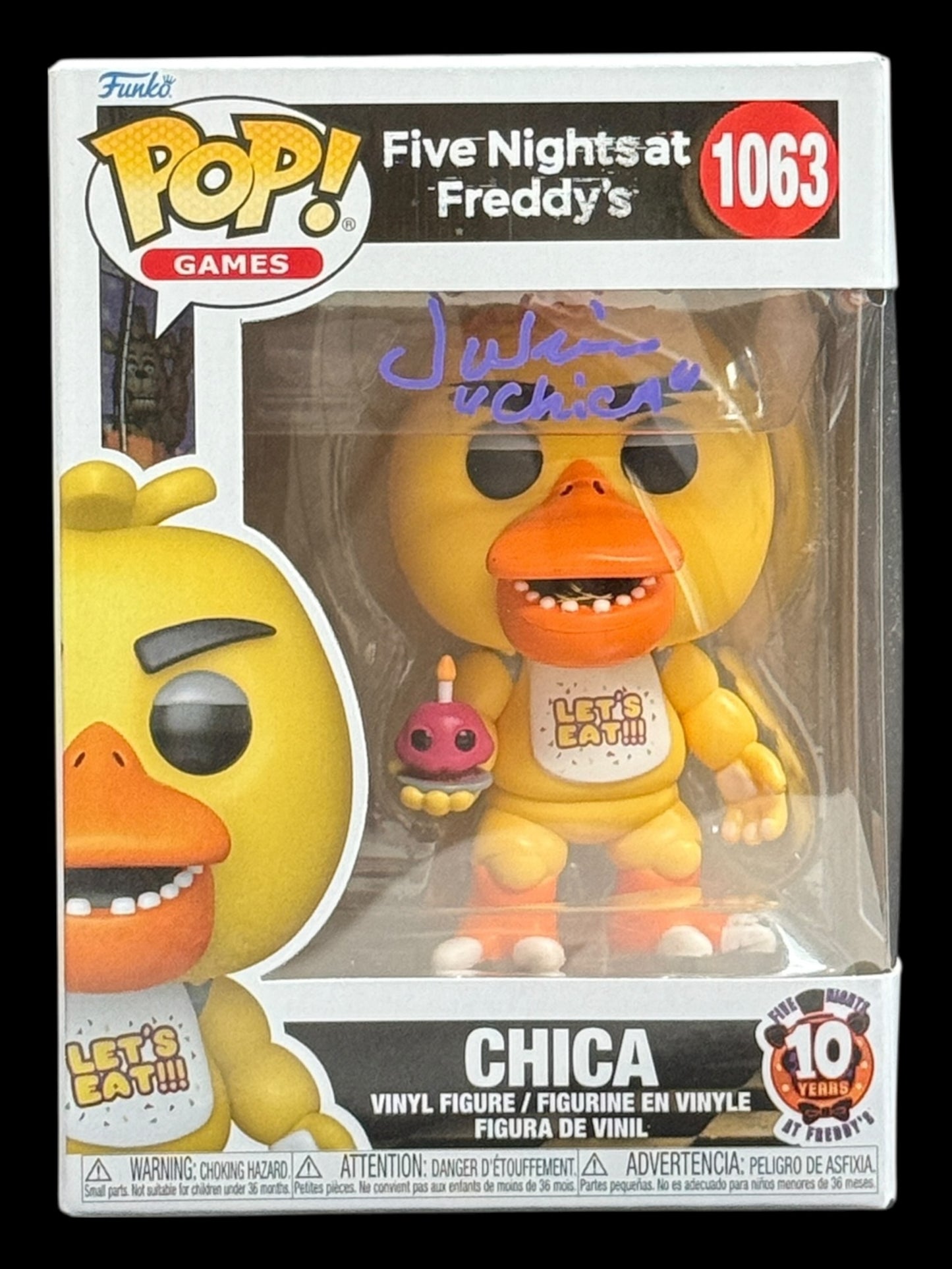 Jess Weiss signed Chica Five Nights at Freddy's Funko Pop! - Purple