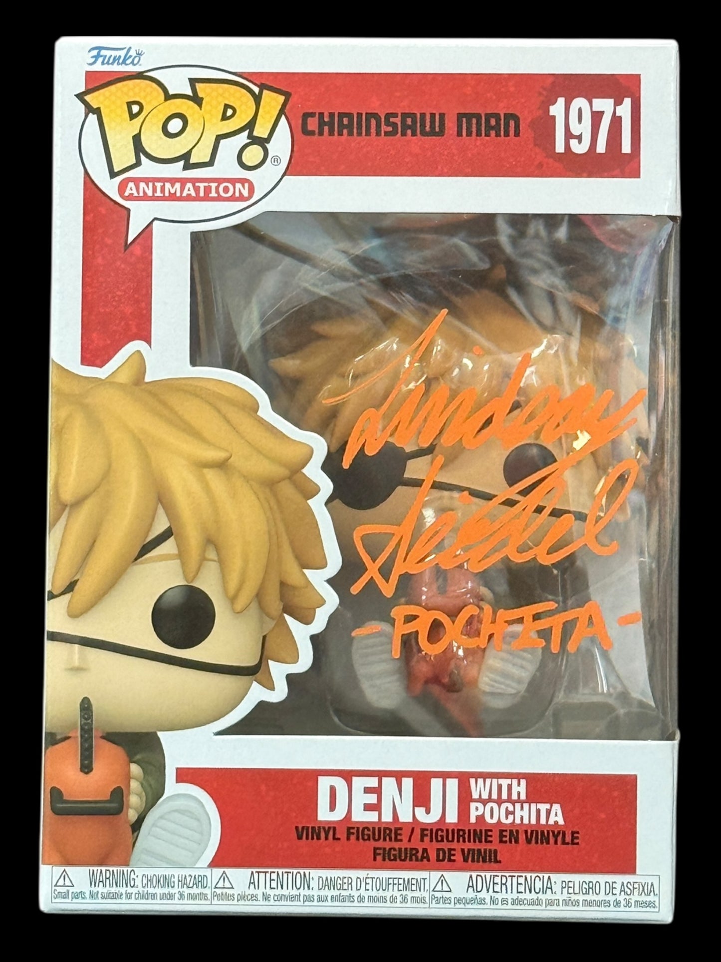 Lindsay Seidel signed Chainsaw Man Denji with Pochita Funko Pop!