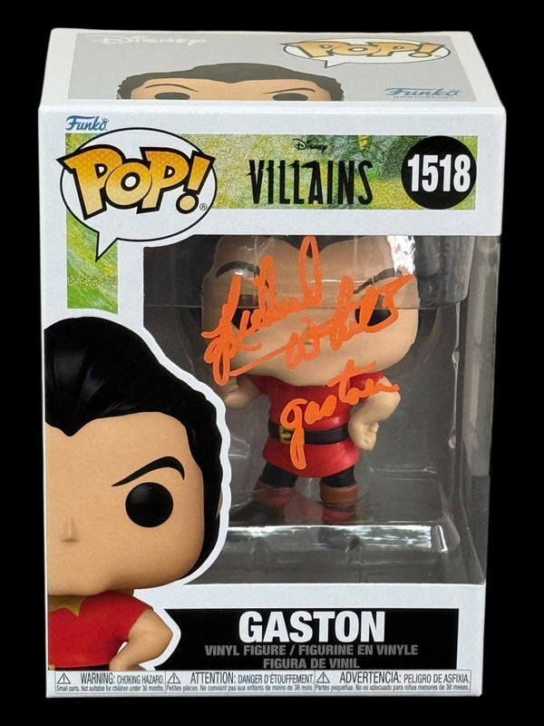 Richard White signed Disney Villains Gaston Funko Pop #1518 - Orange