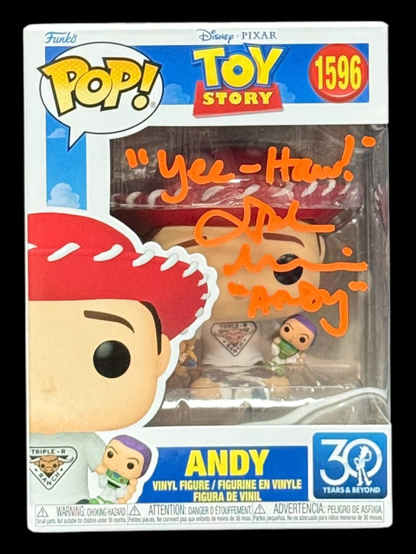 John Morris signed Disney Pixar Toy Story 30 Years and Beyond Andy Funko Pop! - "Yee-Haw!"