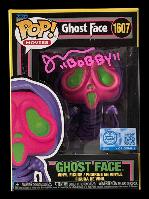 Jon Abrahams signed Blacklight Ghost Face Funko Pop! - Pink