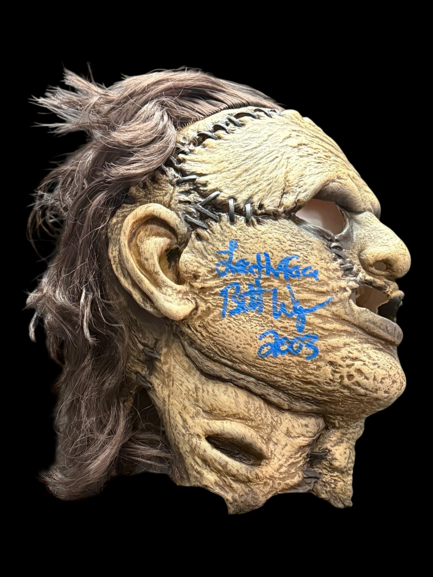 Brett Wagner signed Trick or Treat Studios Leatherface Mask - Blue