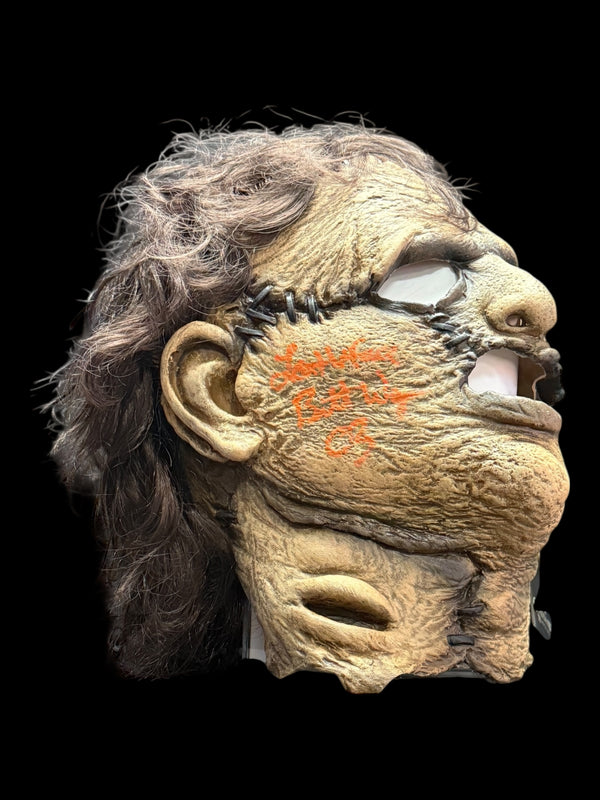 Brett Wagner signed Trick or Treat Studios Leatherface Mask - Orange