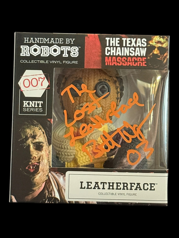 Brett Wagner signed Handmade by Robots Knit Series Leatherface Vinyl Figure - "The Lost Leatherface"