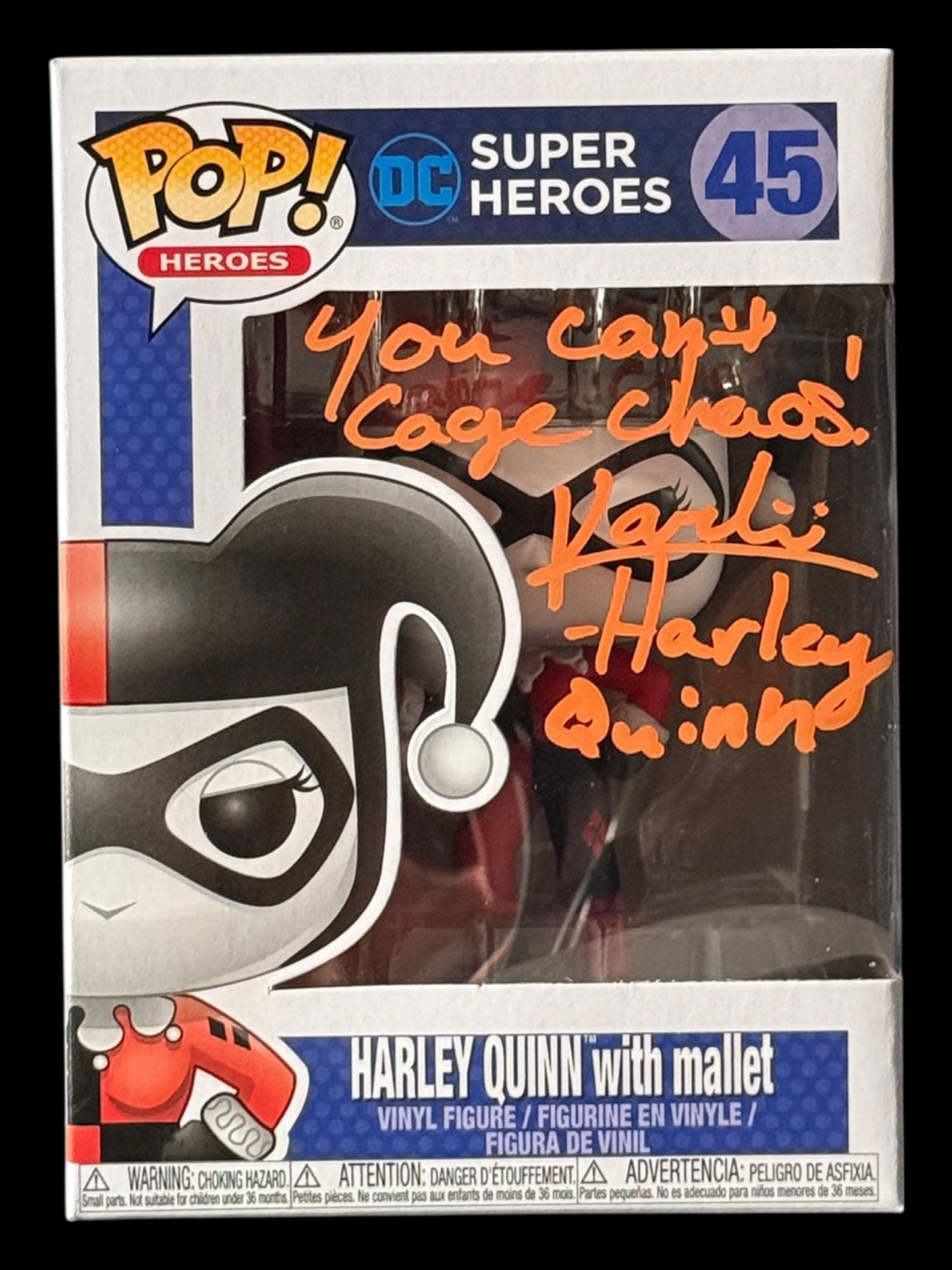 Karlii Hoch signed Harley Quinn with mallet DC Super Heros Funko Pop!
