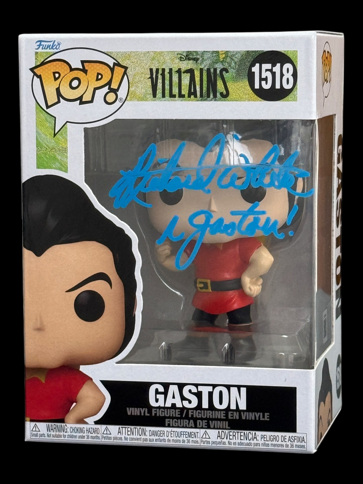 Richard White signed Disney Villains Gaston Funko Pop #1518 - Blue