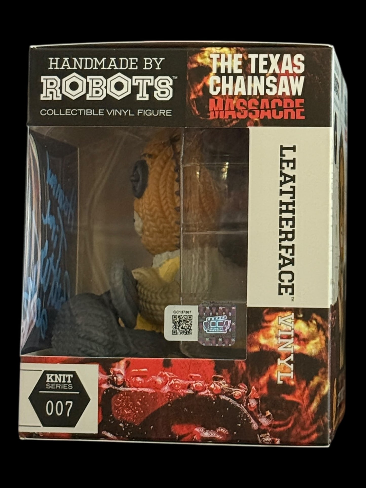 Brett Wagner signed Handmade by Robots Knit Series Leatherface Vinyl Figure - "Hammer Time"
