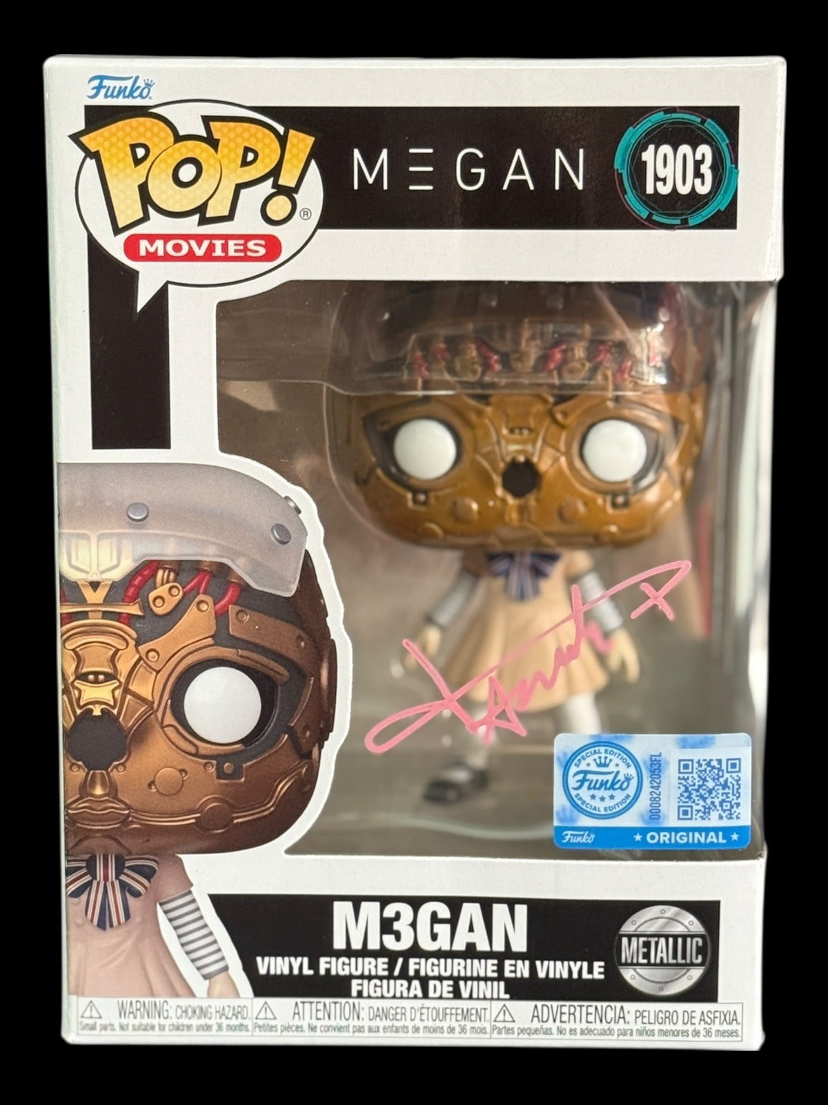Amie Donald signed Funko Special Edition M3GAN Funko Pop! - Pink
