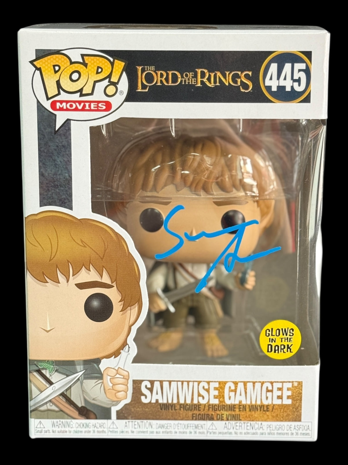 Sean Astin signed Lord of the Rings Glow Samwise Gamgee Funko Pop! - Blue