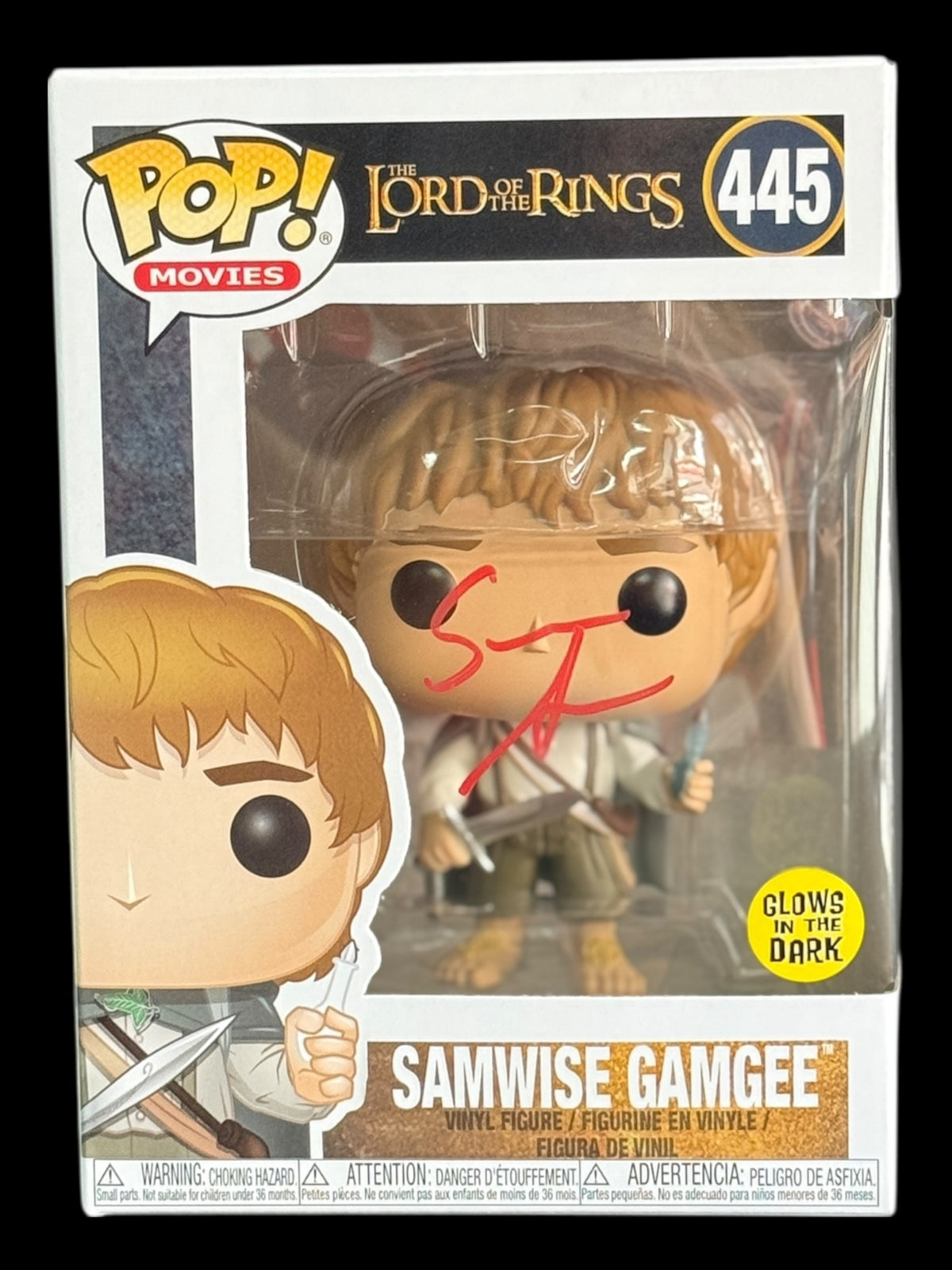 Sean Astin signed Lord of the Rings Glow Samwise Gamgee Funko Pop! - Red