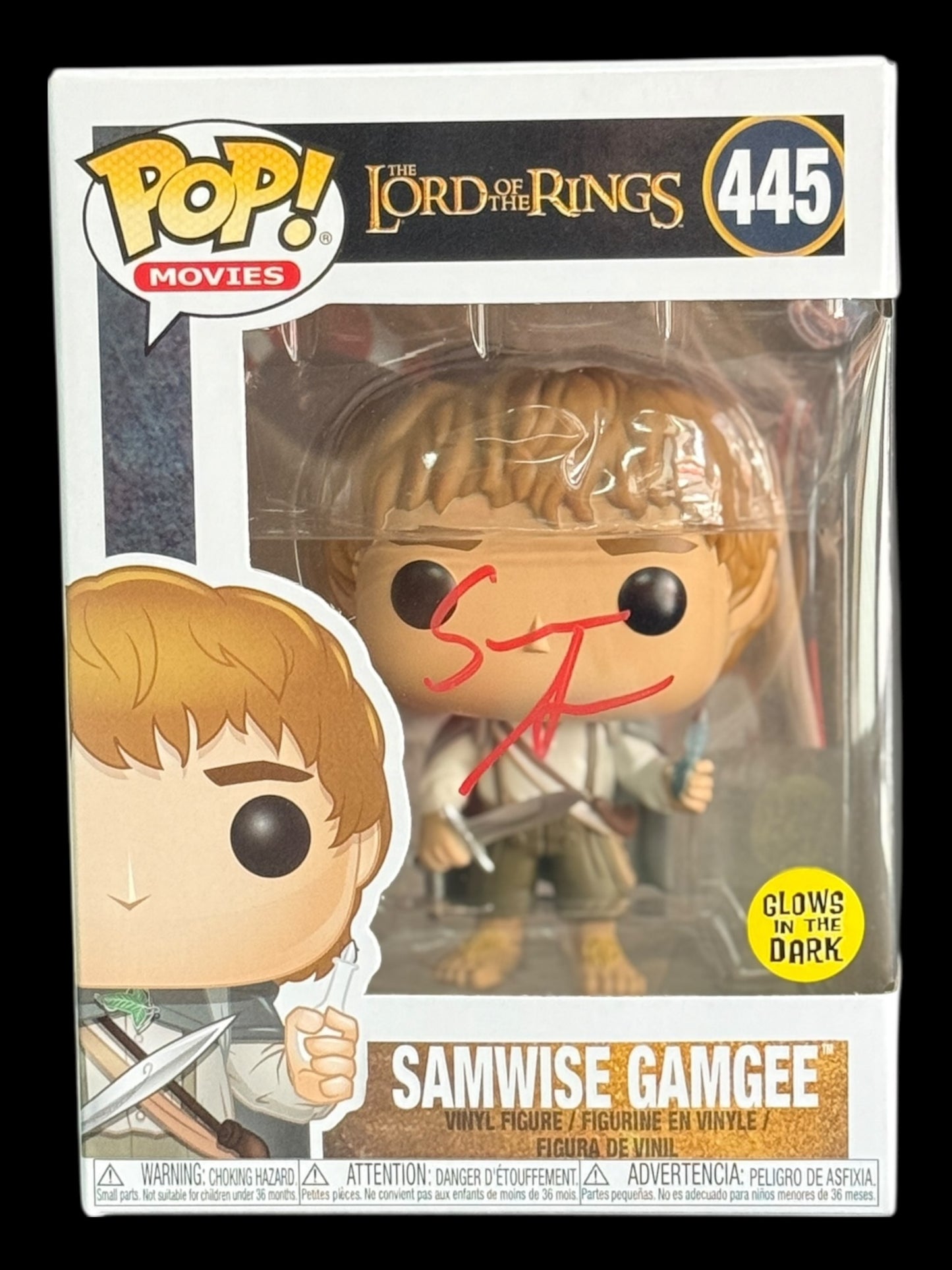 Sean Astin signed Lord of the Rings Glow Samwise Gamgee Funko Pop! - Red