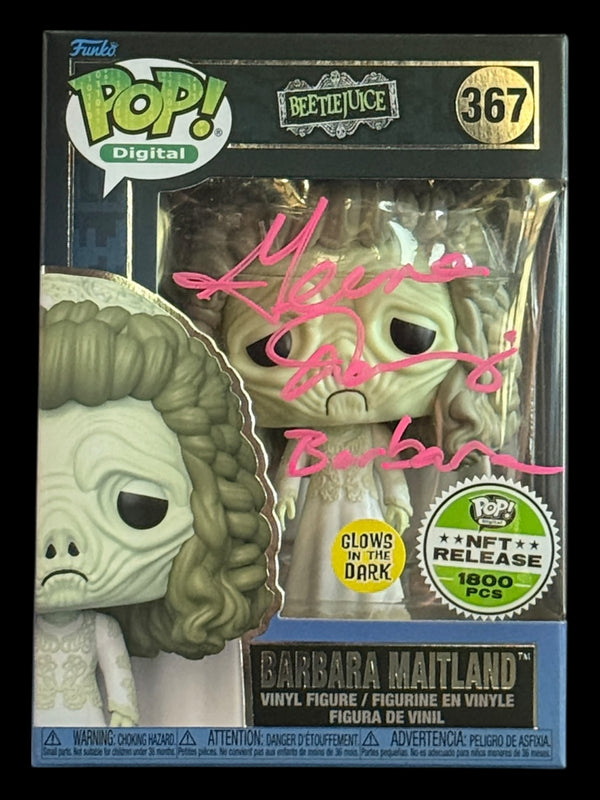 Geena Davis signed Beetlejuice Glow in the Dark NFT Barbara Maitland Funko Pop!