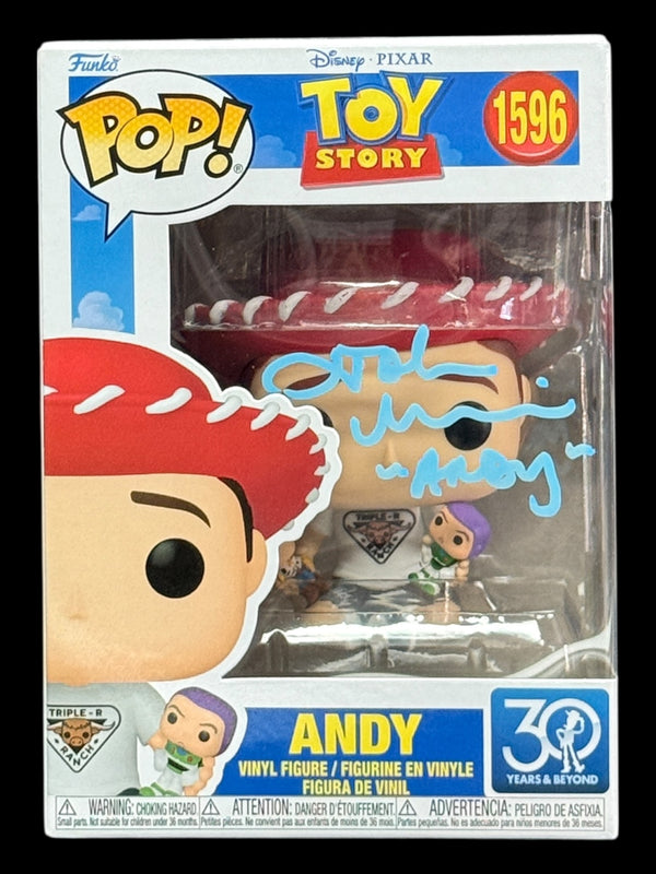 John Morris signed Disney Pixar Toy Story 30 Years and Beyond Andy Funko Pop! - Light Blue