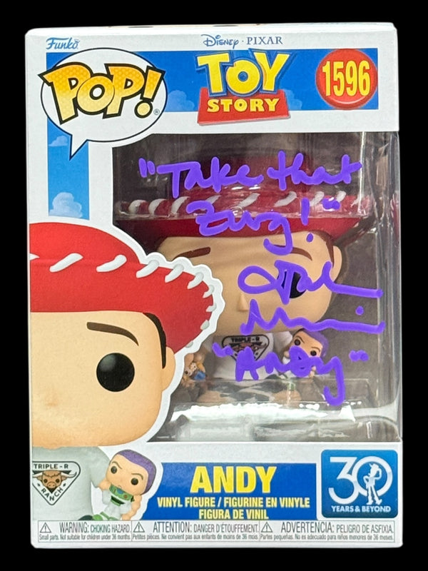 John Morris signed Disney Pixar Toy Story 30 Years and Beyond Andy Funko Pop! - "Take That Zurg!"