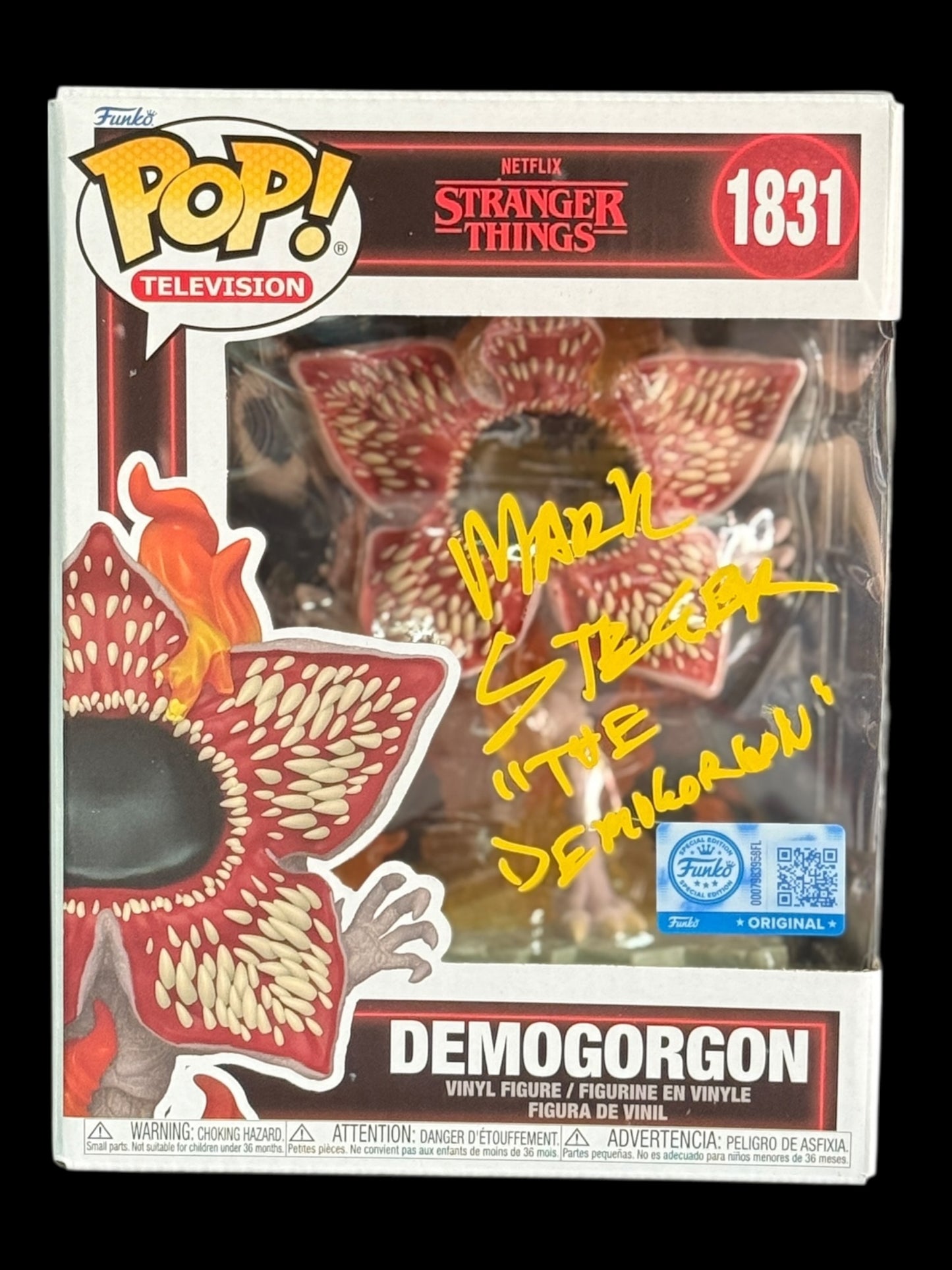 Mark Steger signed Funko Special Edition Stranger Things Demogorgon Funko Pop! - Yellow