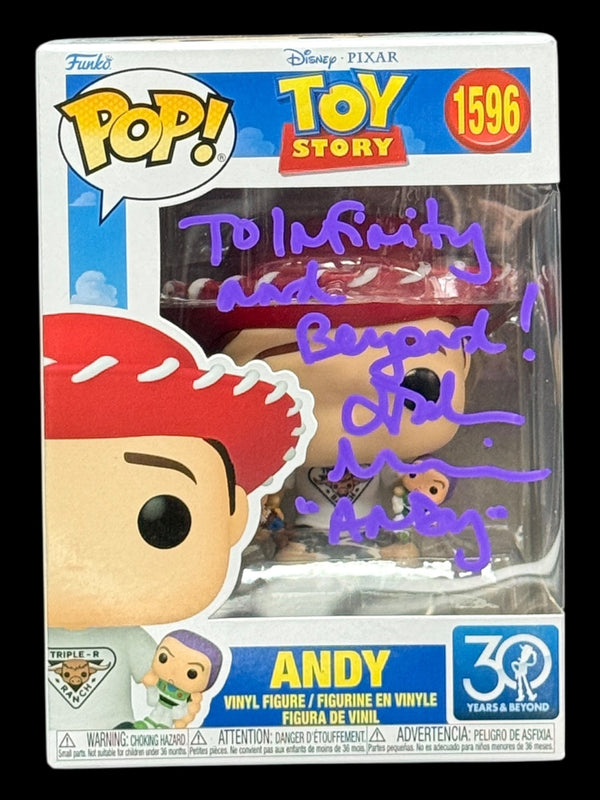 John Morris signed Disney Pixar Toy Story 30 Years and Beyond Andy Funko Pop! - "To Infinity and Beyond!"