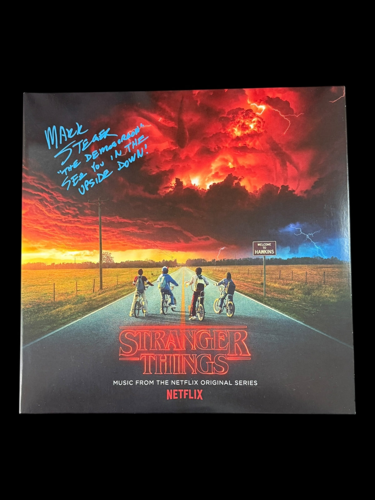 Mark Steger signed Netflix Stranger Things Original Series Soundtrack LP - Blue