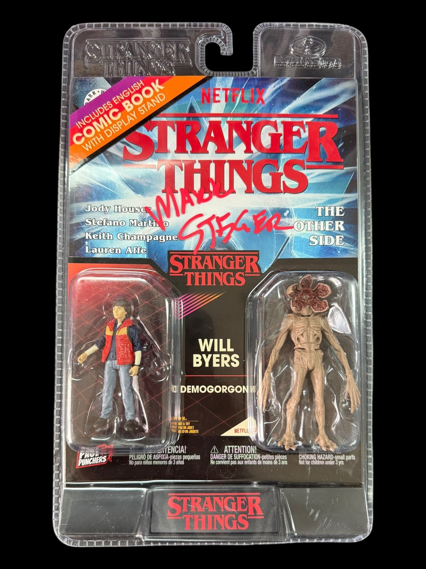Mark Steger signed Netflix Stranger Things Page Punchers Will Byers & Demogorgon