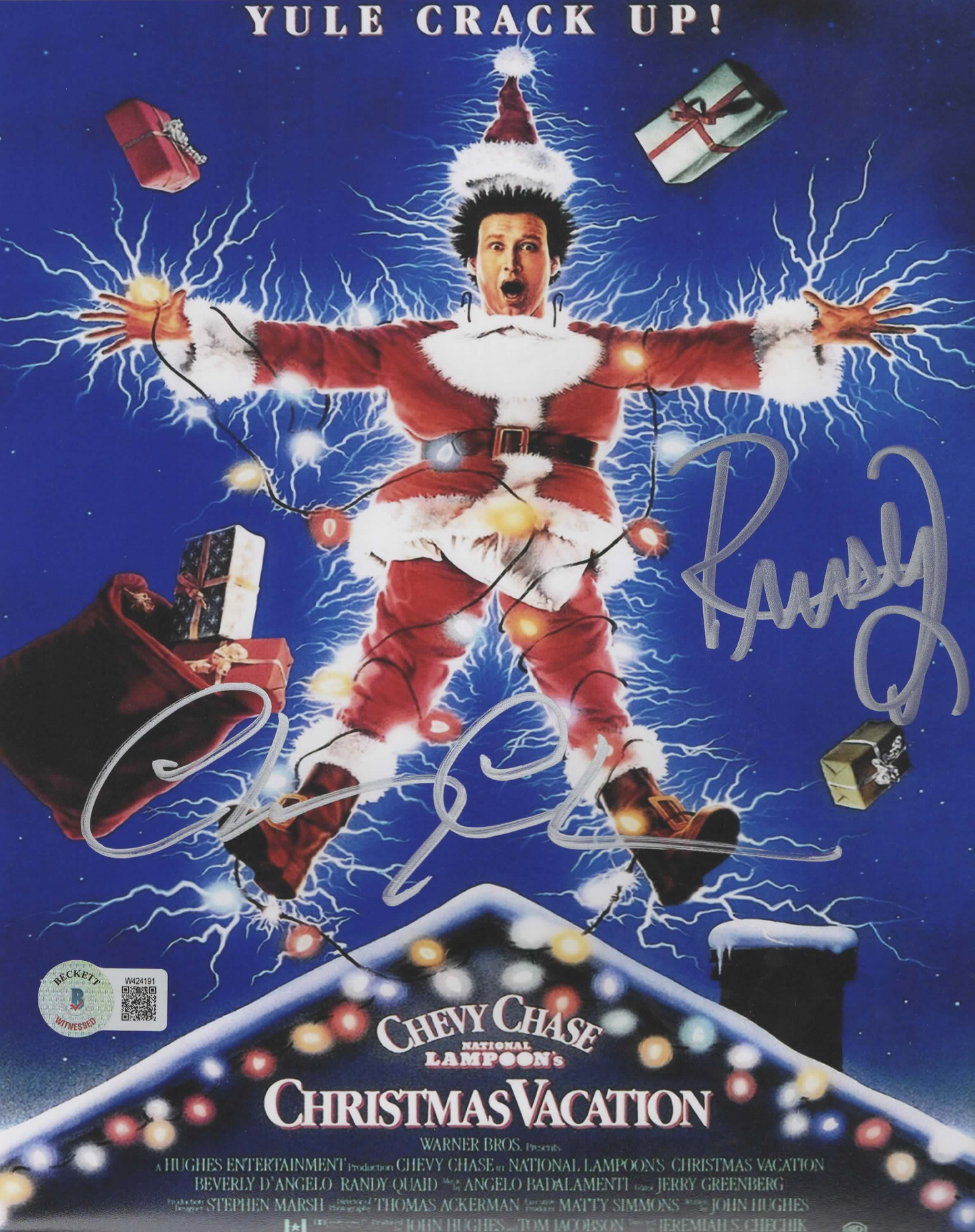 Randy Quaid and Chevy Chase signed 8x10 Christmas Vacation movie poster photo 1A