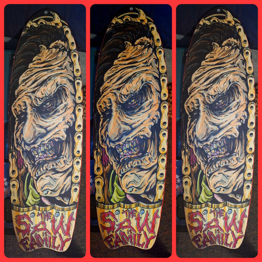 Brett Wagner signed Exclusive hand painted Boat Tail Leatherface boards by Celebrity artist Michael Toth -Board 2 (Pre-Order)