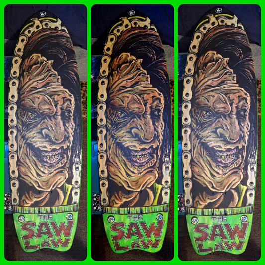 Brett Wagner signed Exclusive hand painted Boat Tail Leatherface boards by Celebrity artist Michael Toth -Board 1 (Pre-Order)