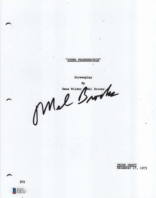 MEL BROOKS Autographed YOUNG FRANKENSTEIN Screenplay Title Page Beckett COA