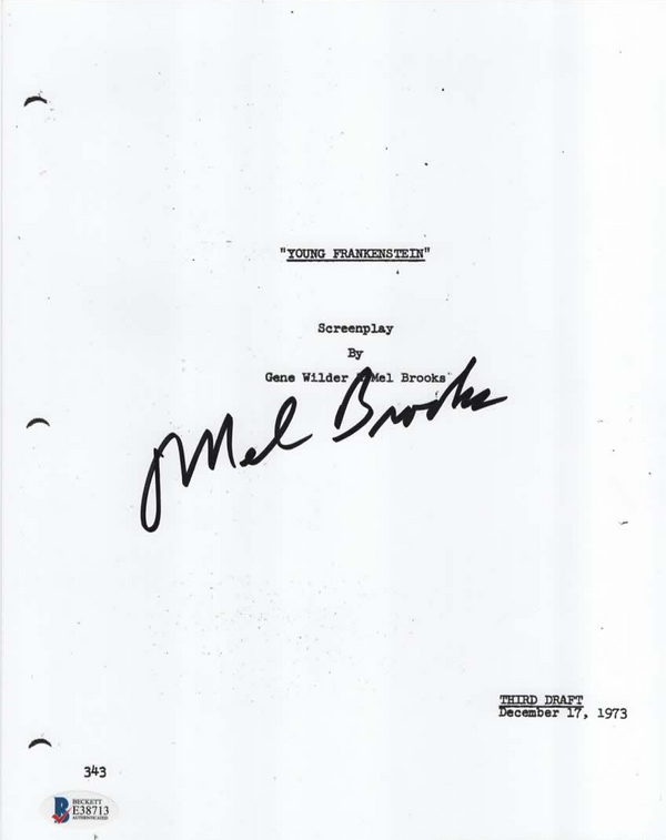 MEL BROOKS Autographed YOUNG FRANKENSTEIN Screenplay Title Page Beckett COA