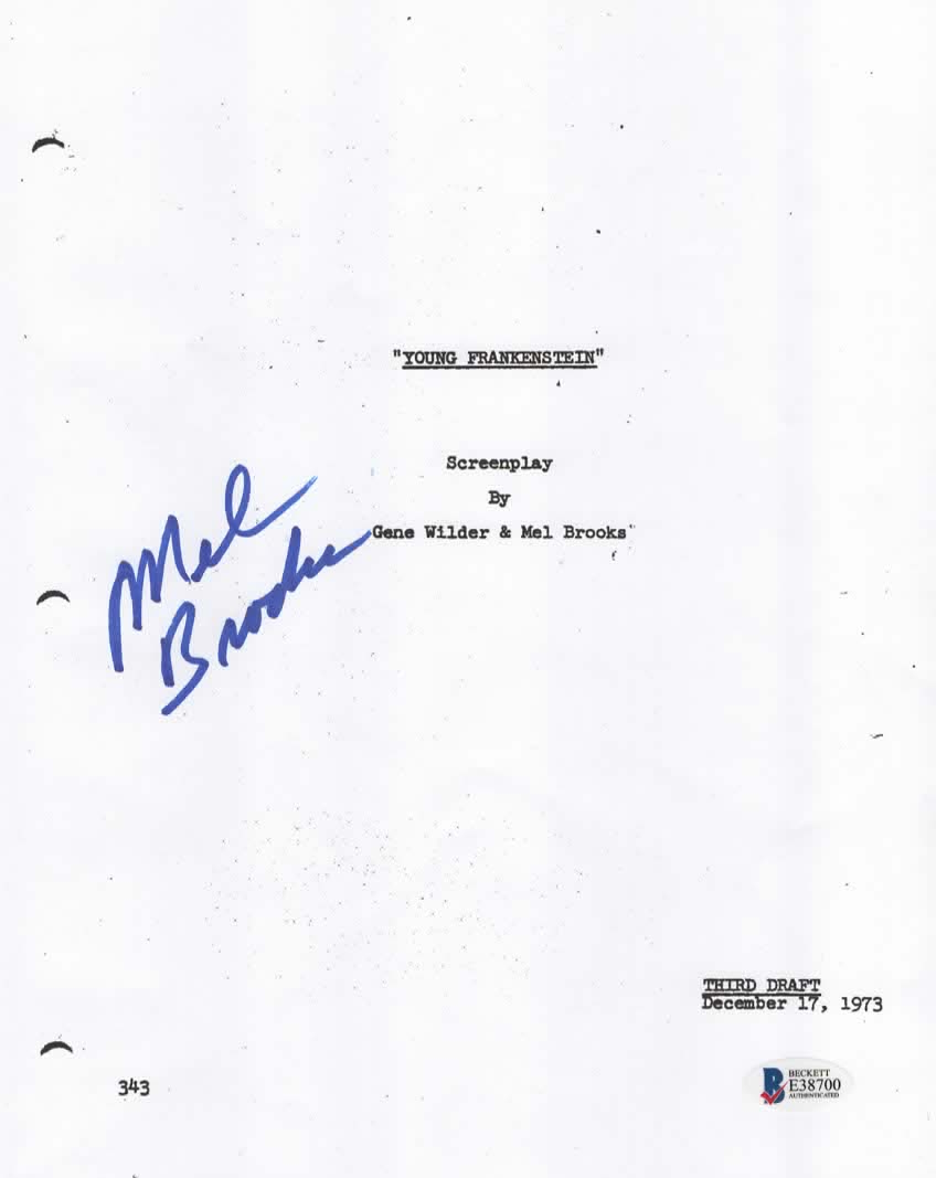MEL BROOKS Autographed YOUNG FRANKENSTEIN Screenplay Title Page BAS COA
